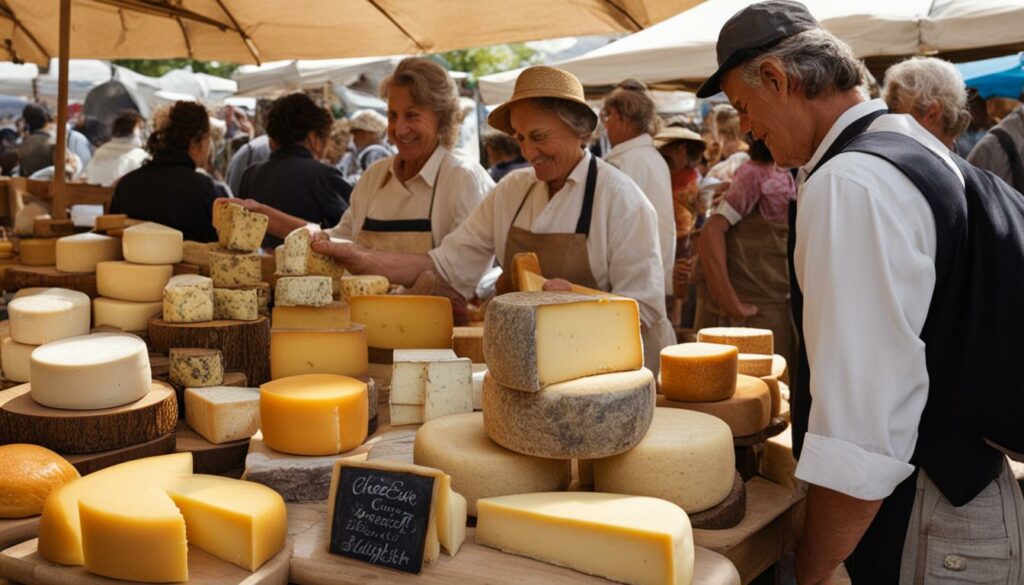 Artisanal cheese in a market