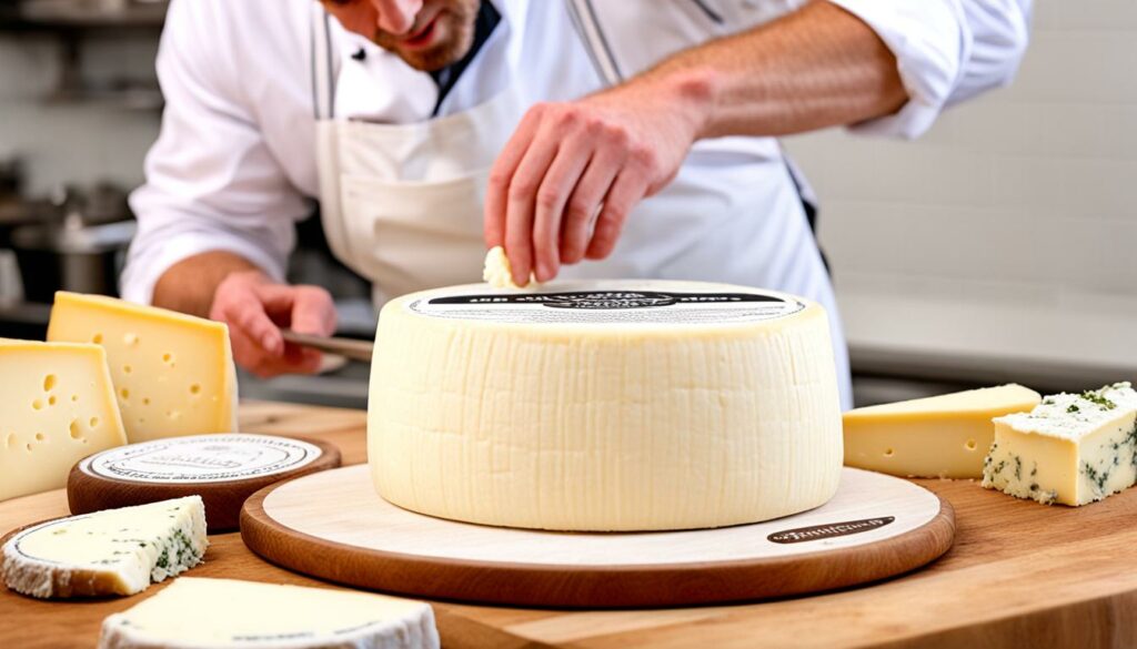 Cheesemonger carefully crafting Cremont Cheese