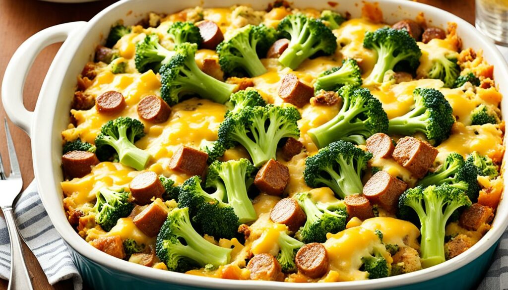 Cheesy Broccoli Sausage Casserole Recipe Image