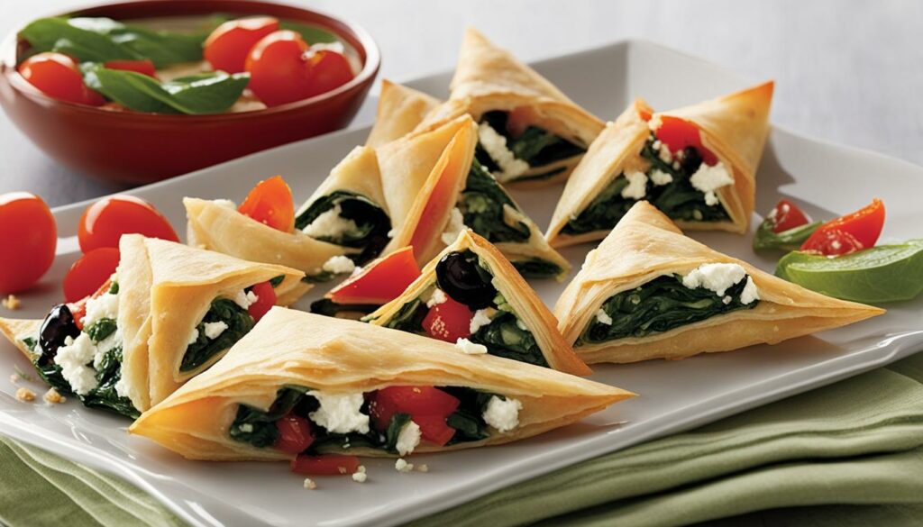 Greek appetizers with feta and spinach
