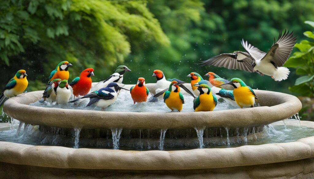 birds bathing