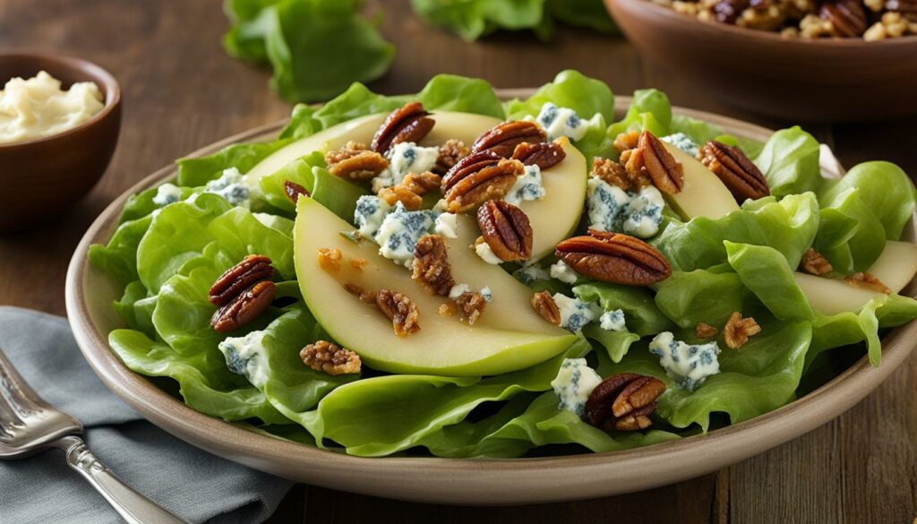 blue cheese and pear salad with candied pecans
