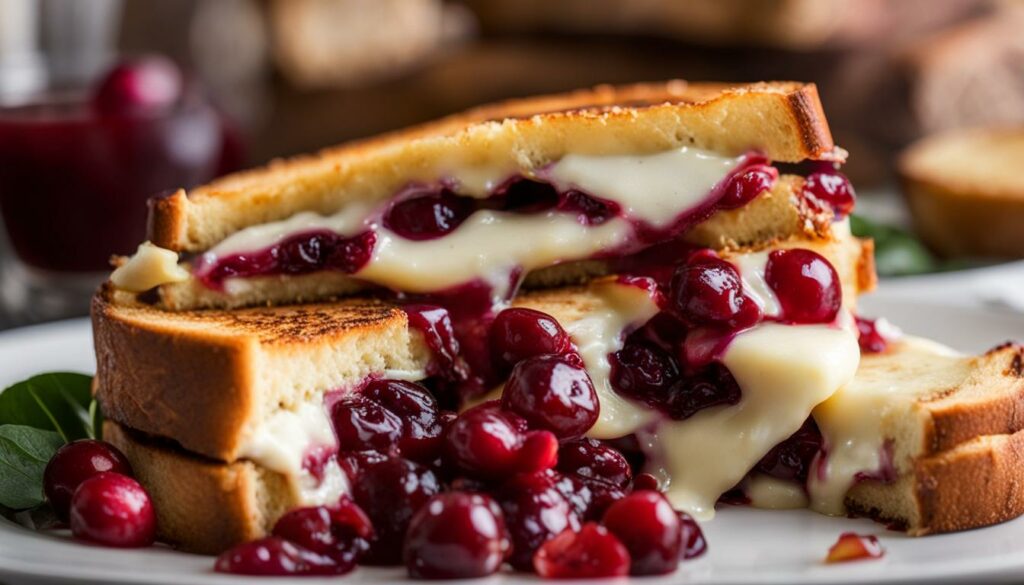 brie and cranberry grilled cheese sandwich