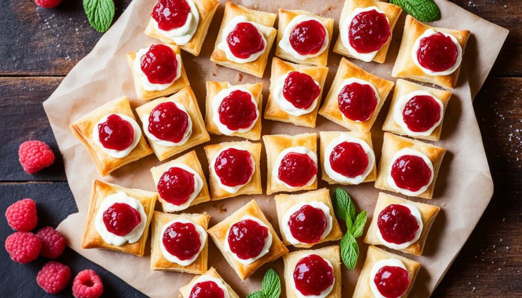 brie and raspberry jam puff pastry bites recipe