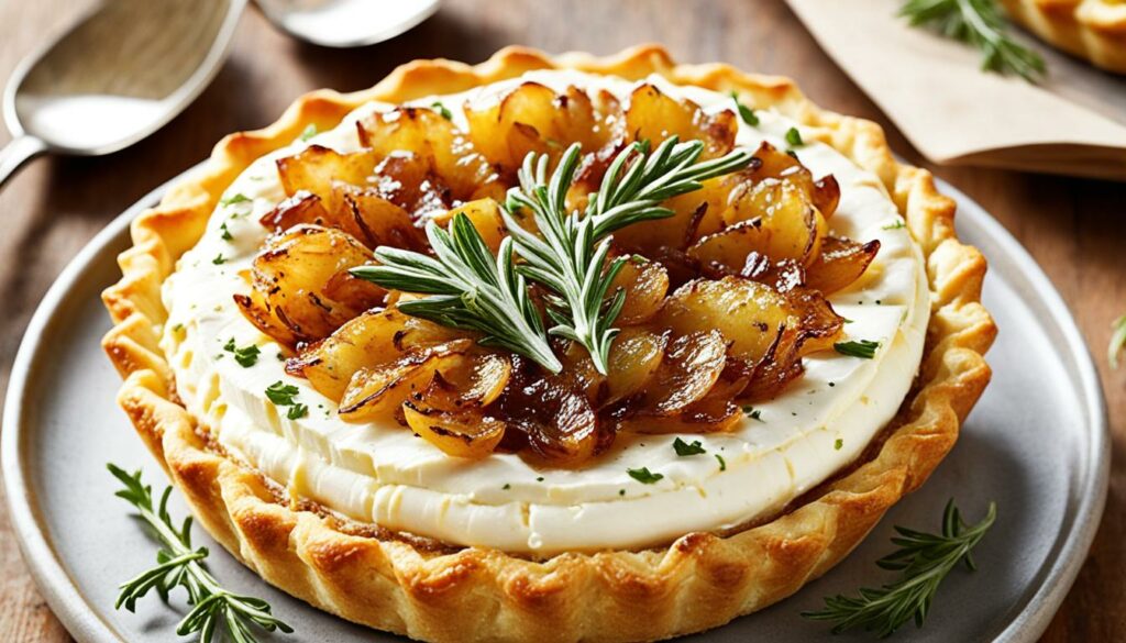 camembert and caramelized onion tartlets