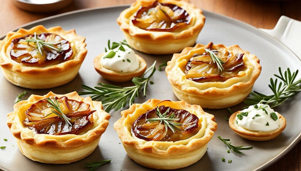 camembert and caramelized onion tartlets recipe