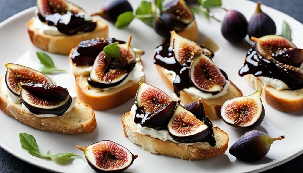 camembert and fig crostini with balsamic reduction