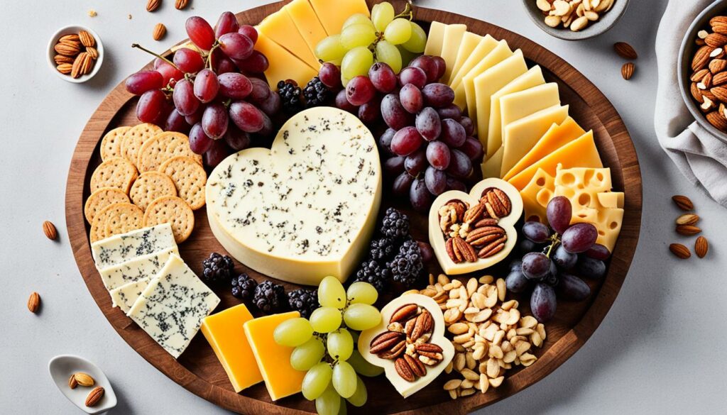 cheese board for valentine's day