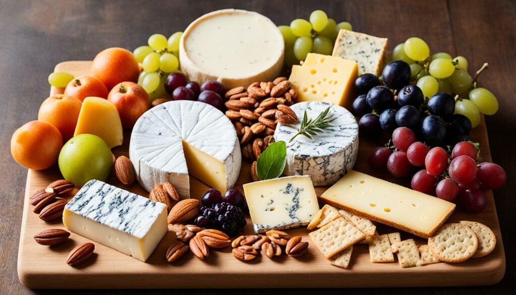 cheese board with a variety of artisanal delights