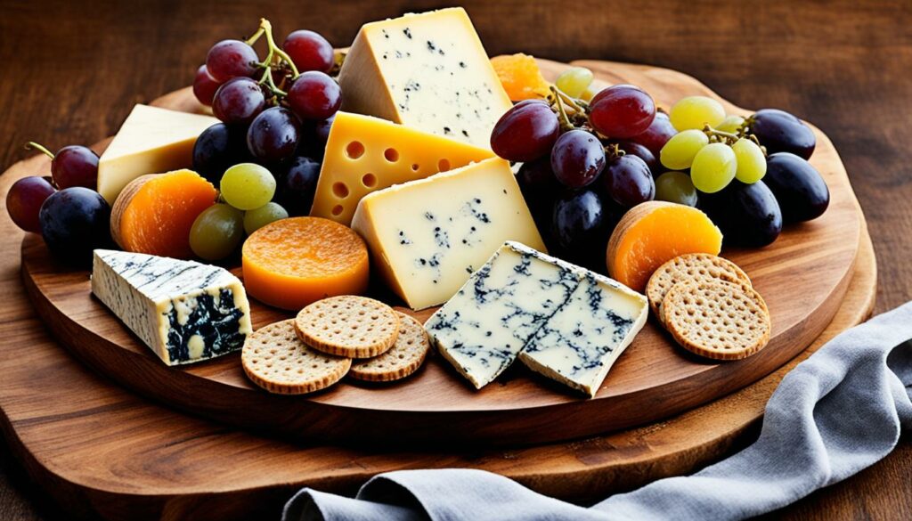 cheese platter with Bleubry Cheese