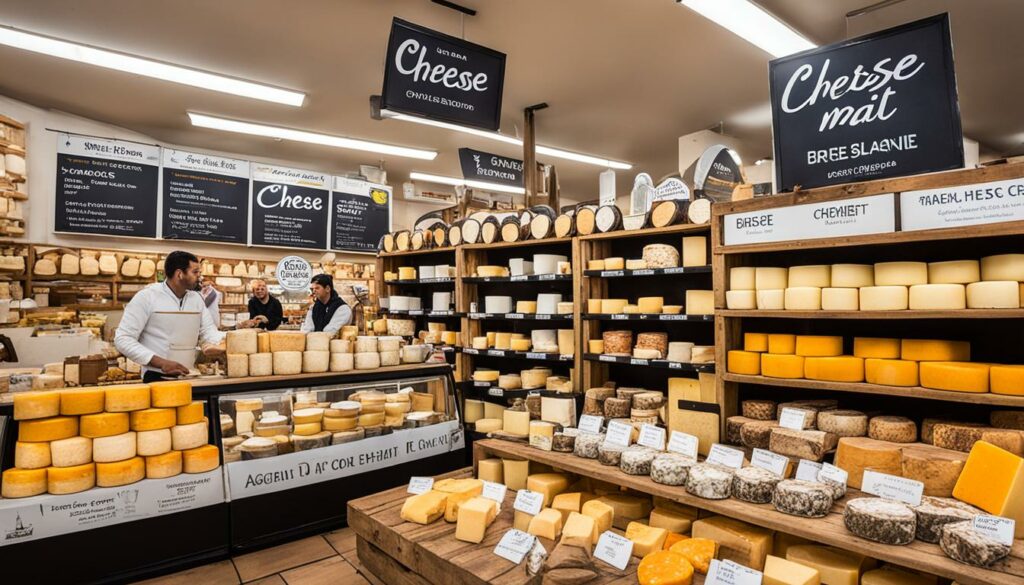 cheese shops, online retailers, specialty stores