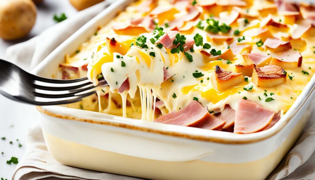 cheesy au gratin potatoes with ham