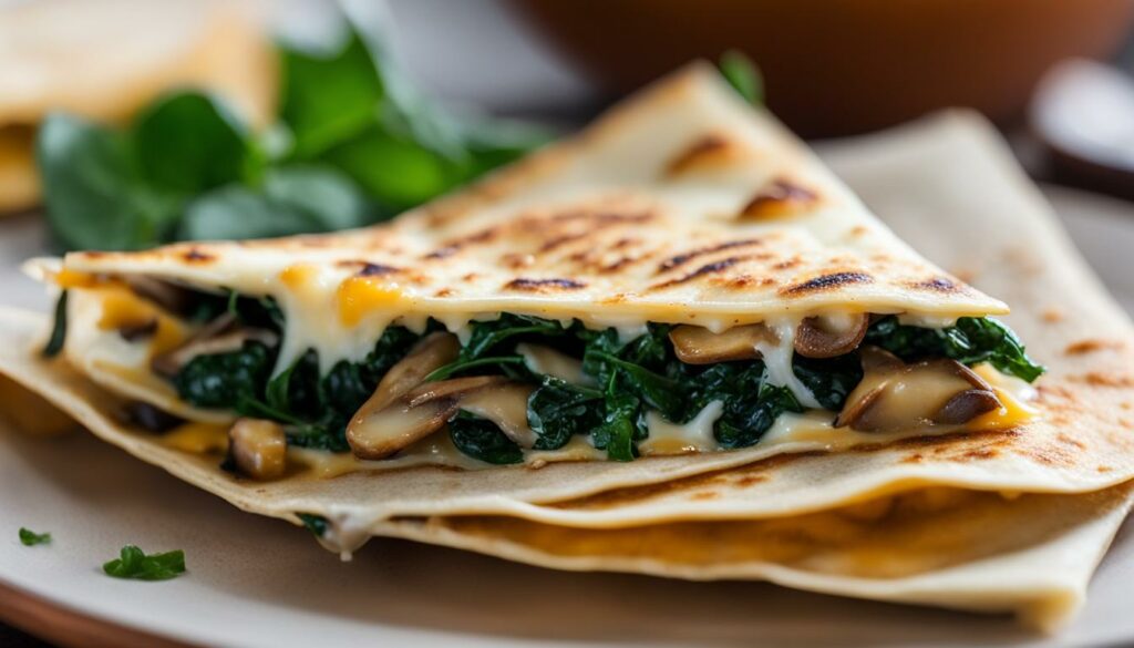 cheesy spinach and mushroom quesadilla recipe
