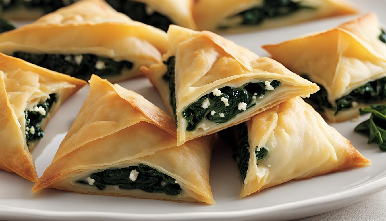 Feta & Spinach Stuffed Phyllo Triangles Recipe