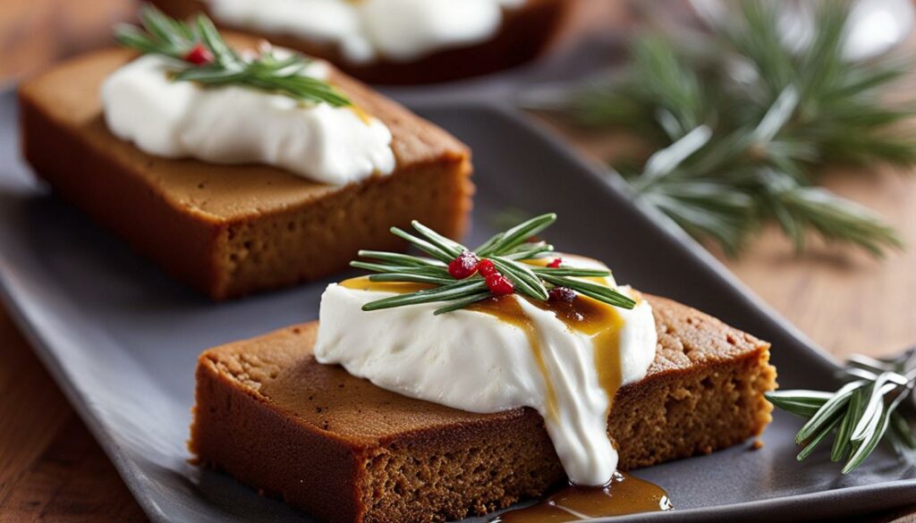 gingerbread with marinated goat cheese