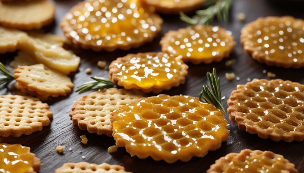 homemade crackers with honey drizzle