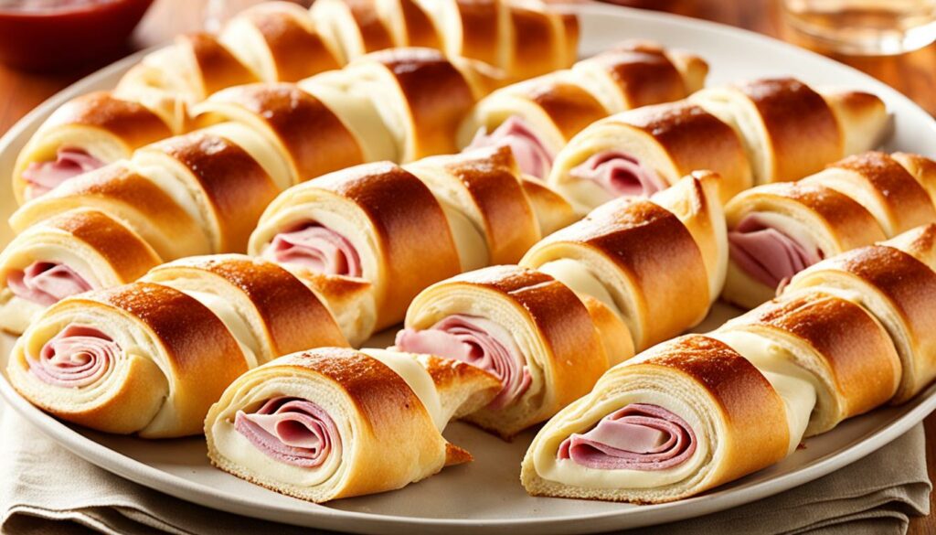 homemade crescent rolls with fontina and ham