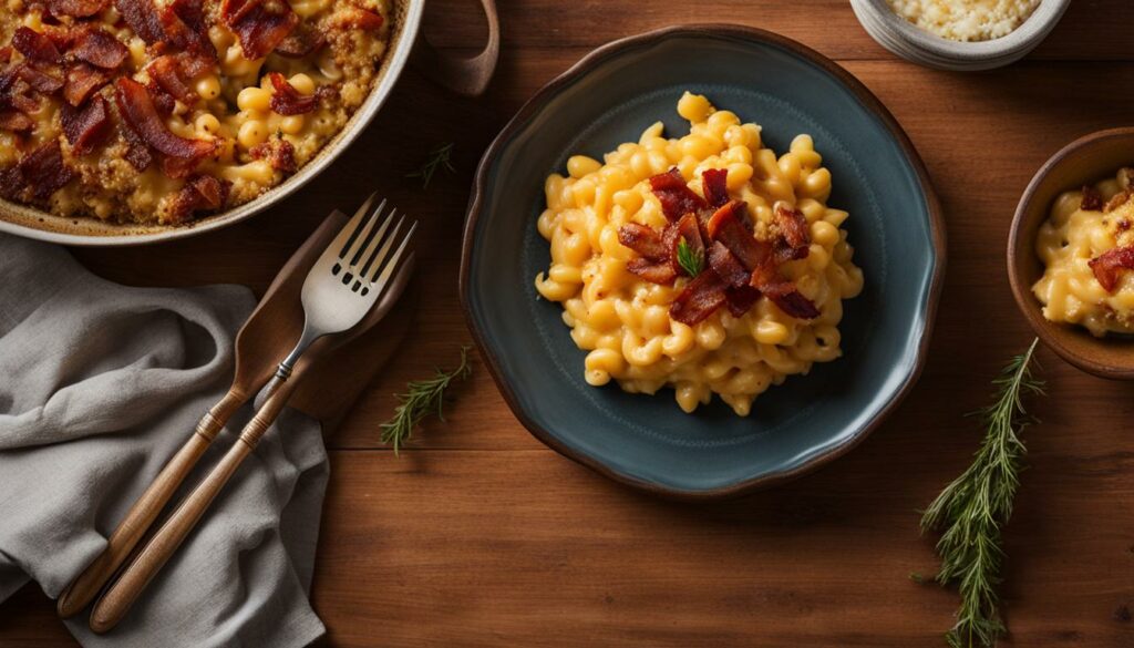 macaroni and cheese with bacon