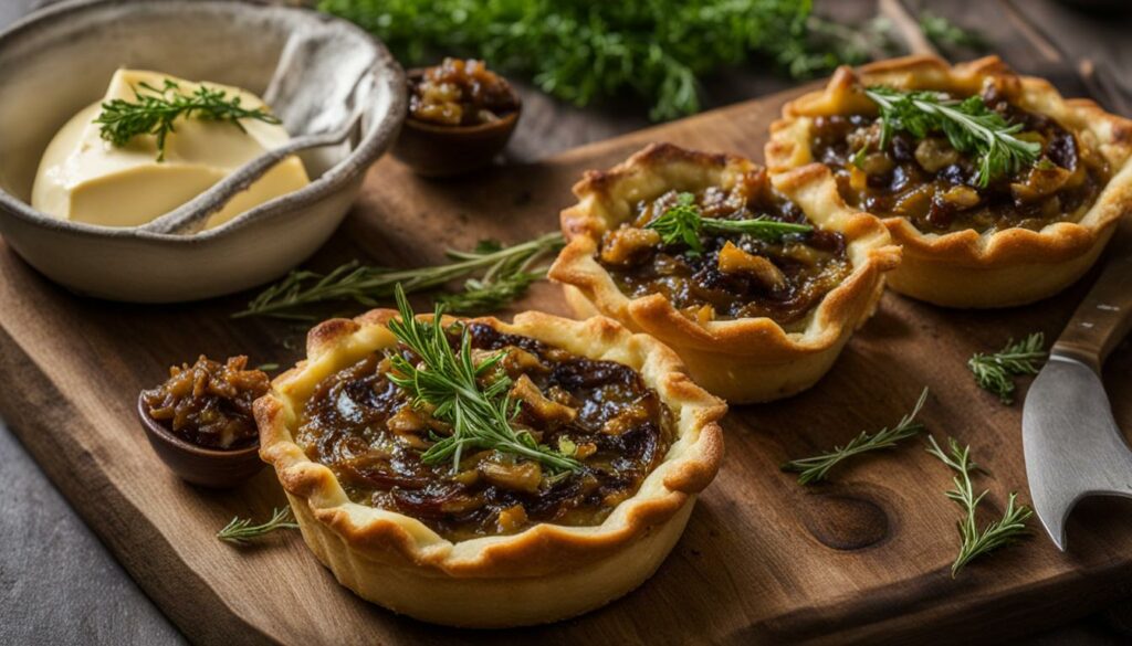 make-ahead option for camembert and caramelized onion tartlets