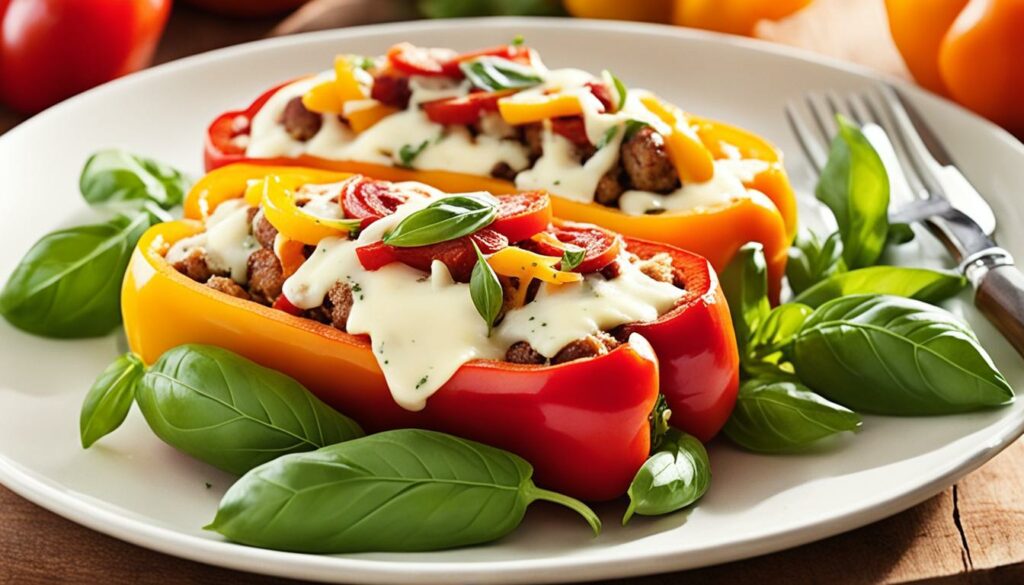 provolone and Italian sausage stuffed peppers recipe