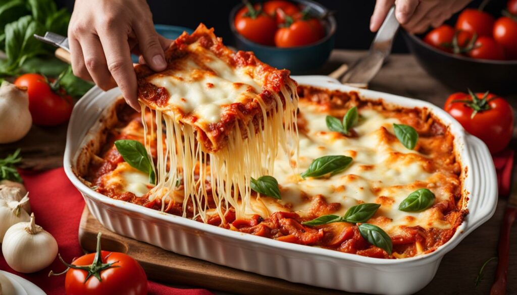 serving lasagna