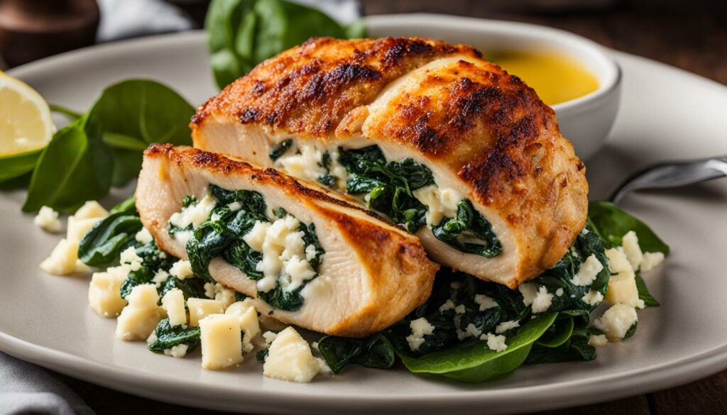 spinach feta stuffed chicken with cheese