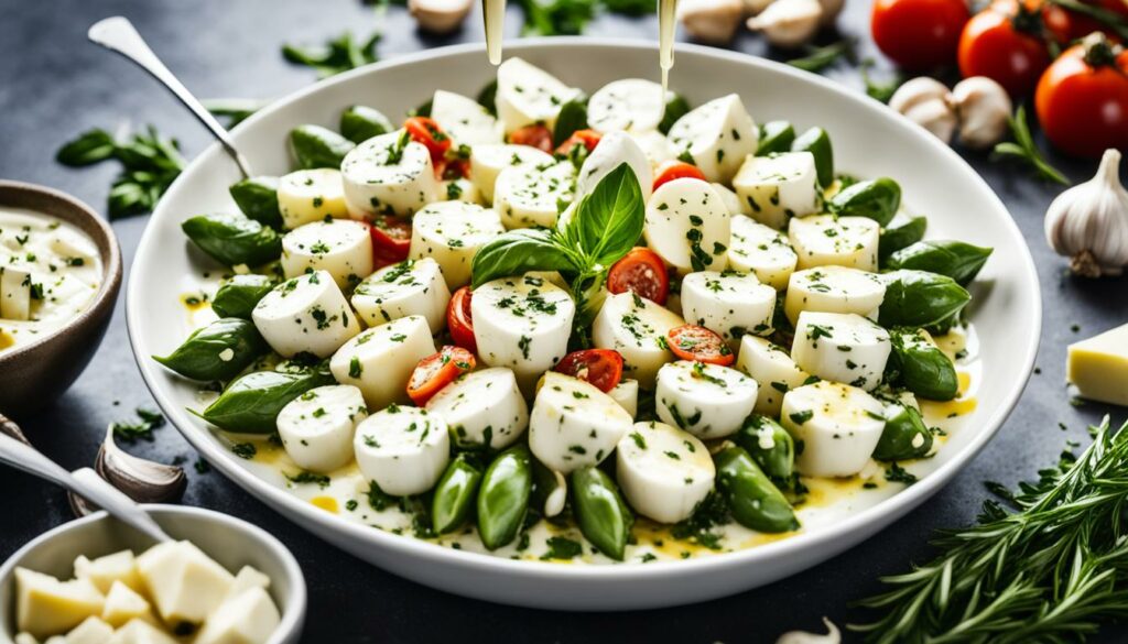 Homemade Garlic and Herb Marinade for Mozzarella Skewers