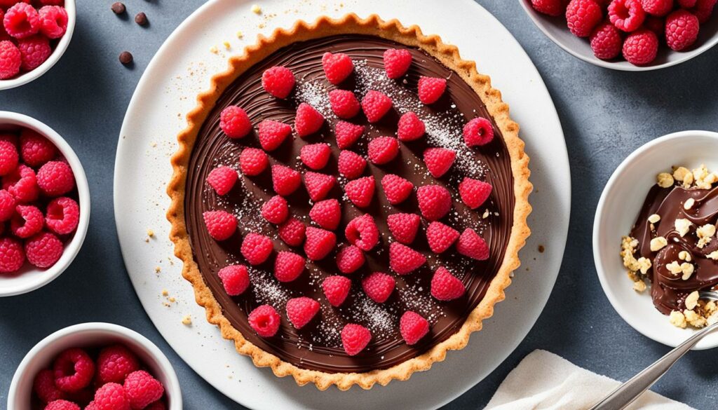 Raspberry and chocolate mascarpone tart