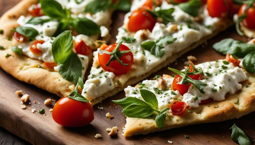 Roasted garlic and goat cheese flatbread