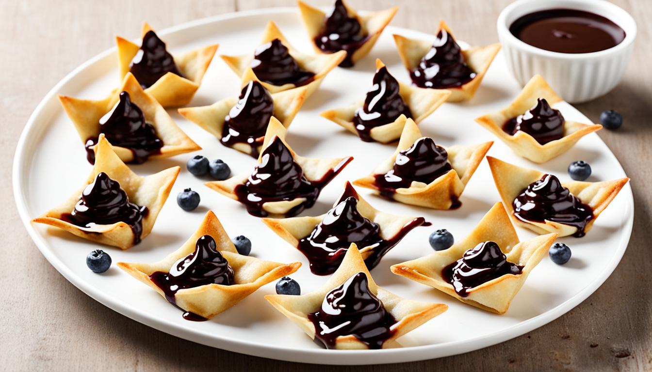 Blueberry & Cream Cheese Wontons with Chocolate