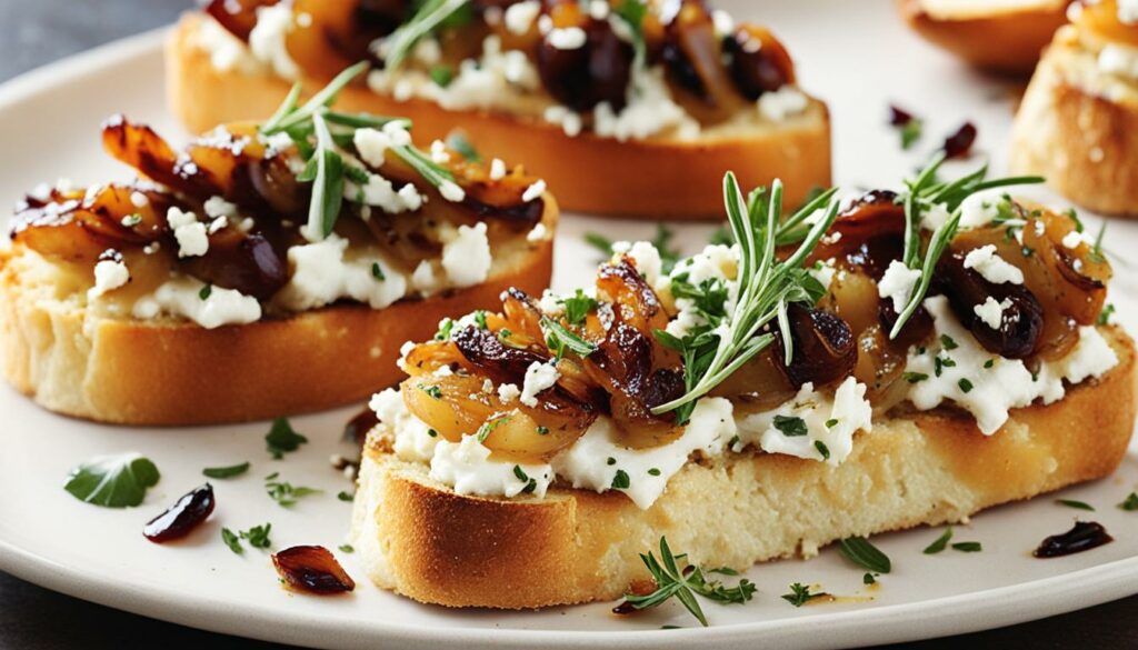 caramelized onion and goat cheese crostini
