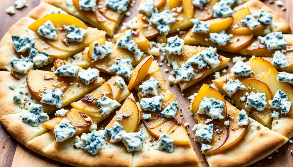 caramelized pear and blue cheese flatbread