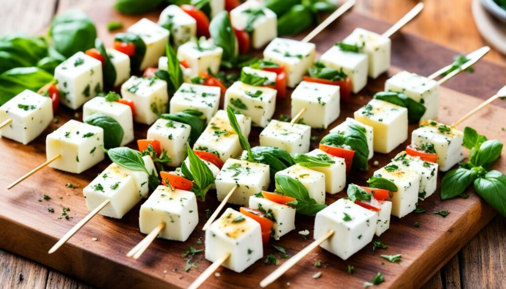 mozzarella skewers with garlic and herbs