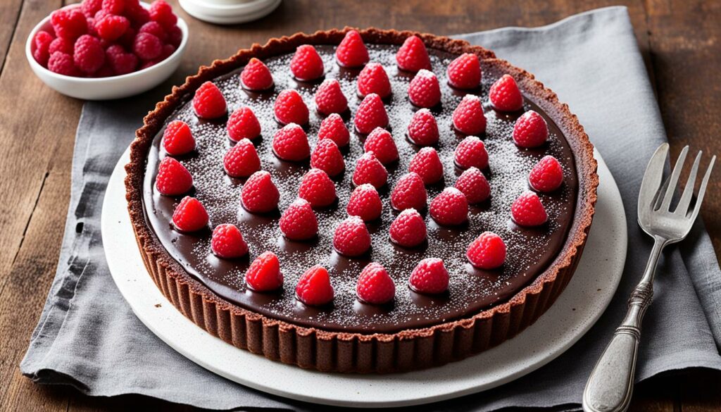raspberry and chocolate mascarpone tart