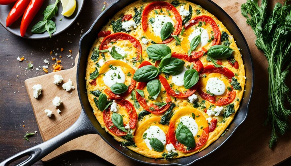 roasted red pepper and goat cheese frittata