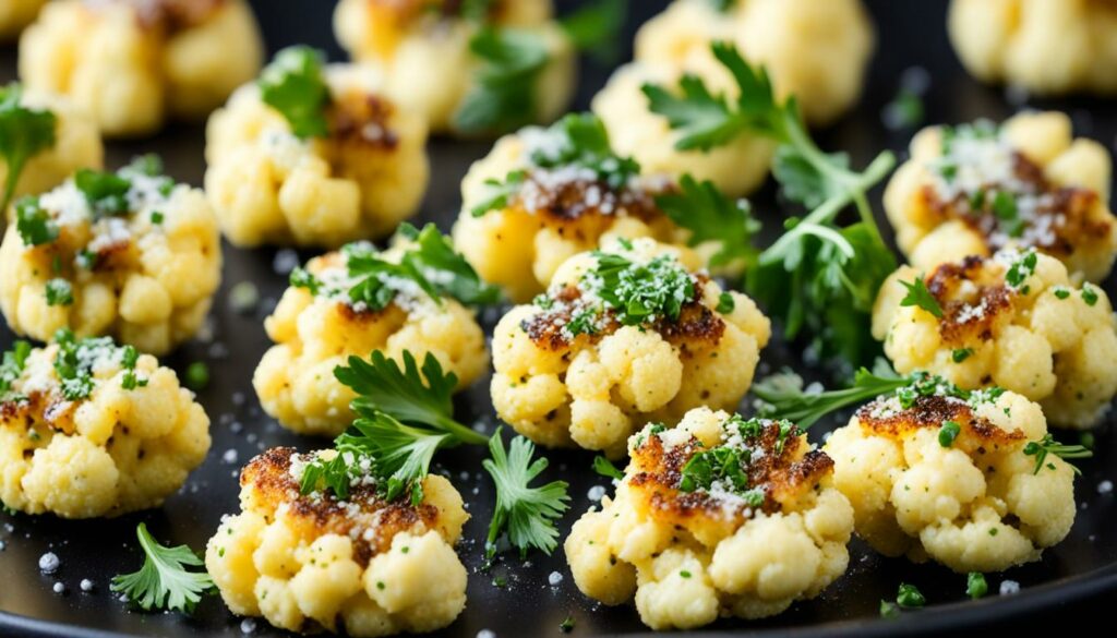 truffle butter and Parmesan roasted cauliflower bites