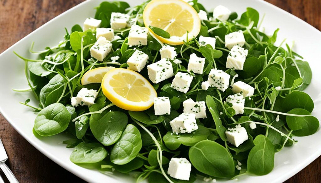 watercress and goat cheese salad with lemon dressing